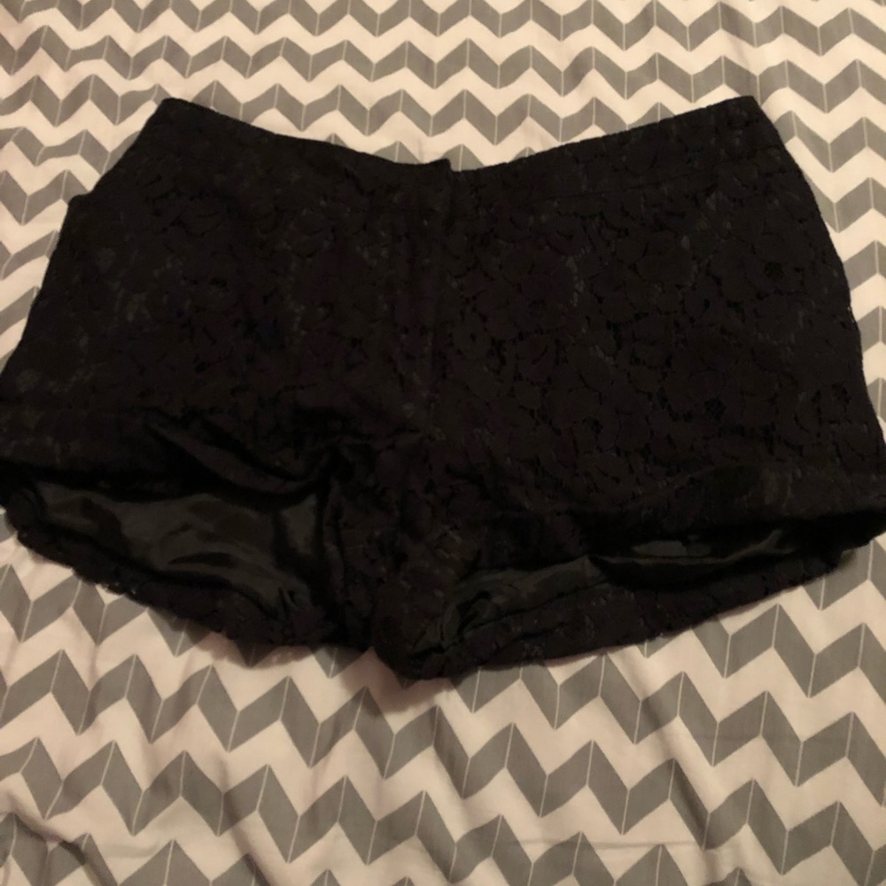 Black floral lace shorts